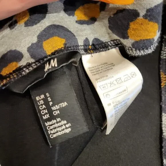 Knit H&M Grey Leopard Print Knee Length Pencil Invisible Zipper Small 30" Waist - Picture 10 of 10